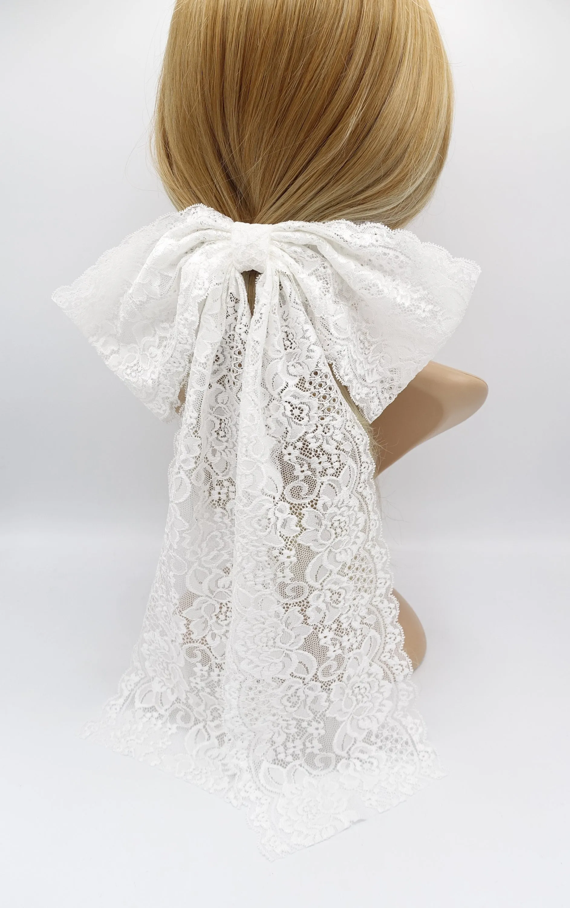 floral lace hair bow wedding hair bow for women