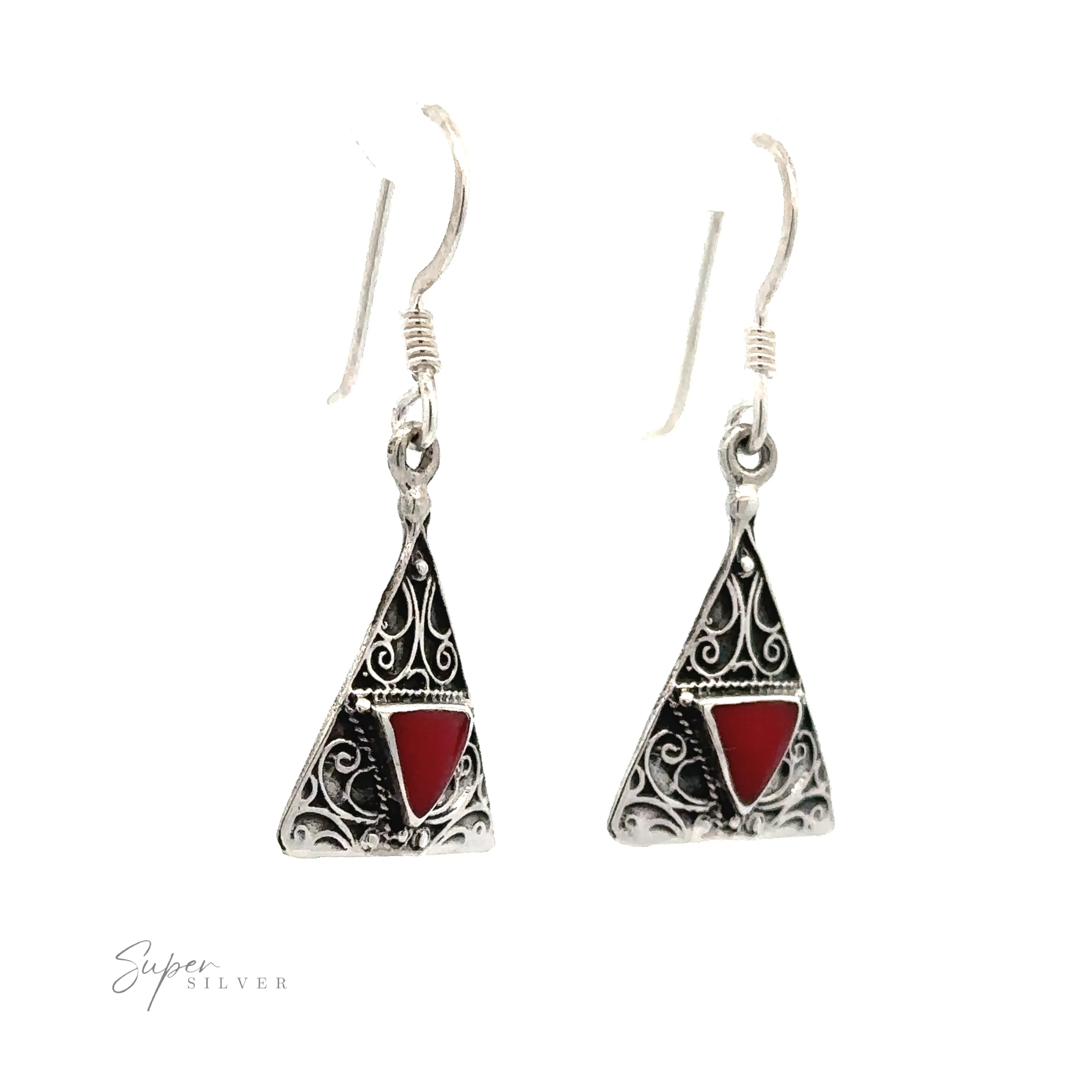 Freestyle Design Triangle Shape Inlaid Earrings