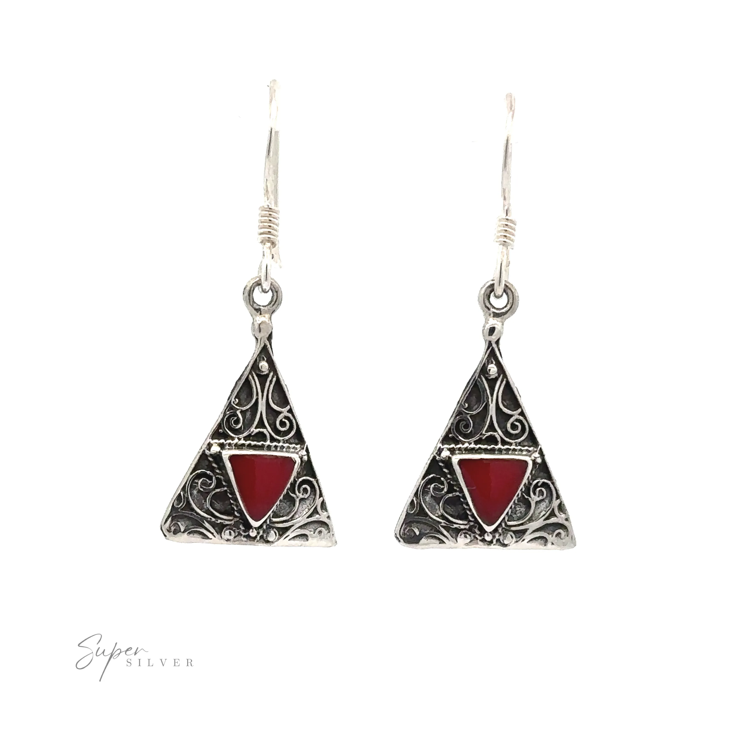 Freestyle Design Triangle Shape Inlaid Earrings