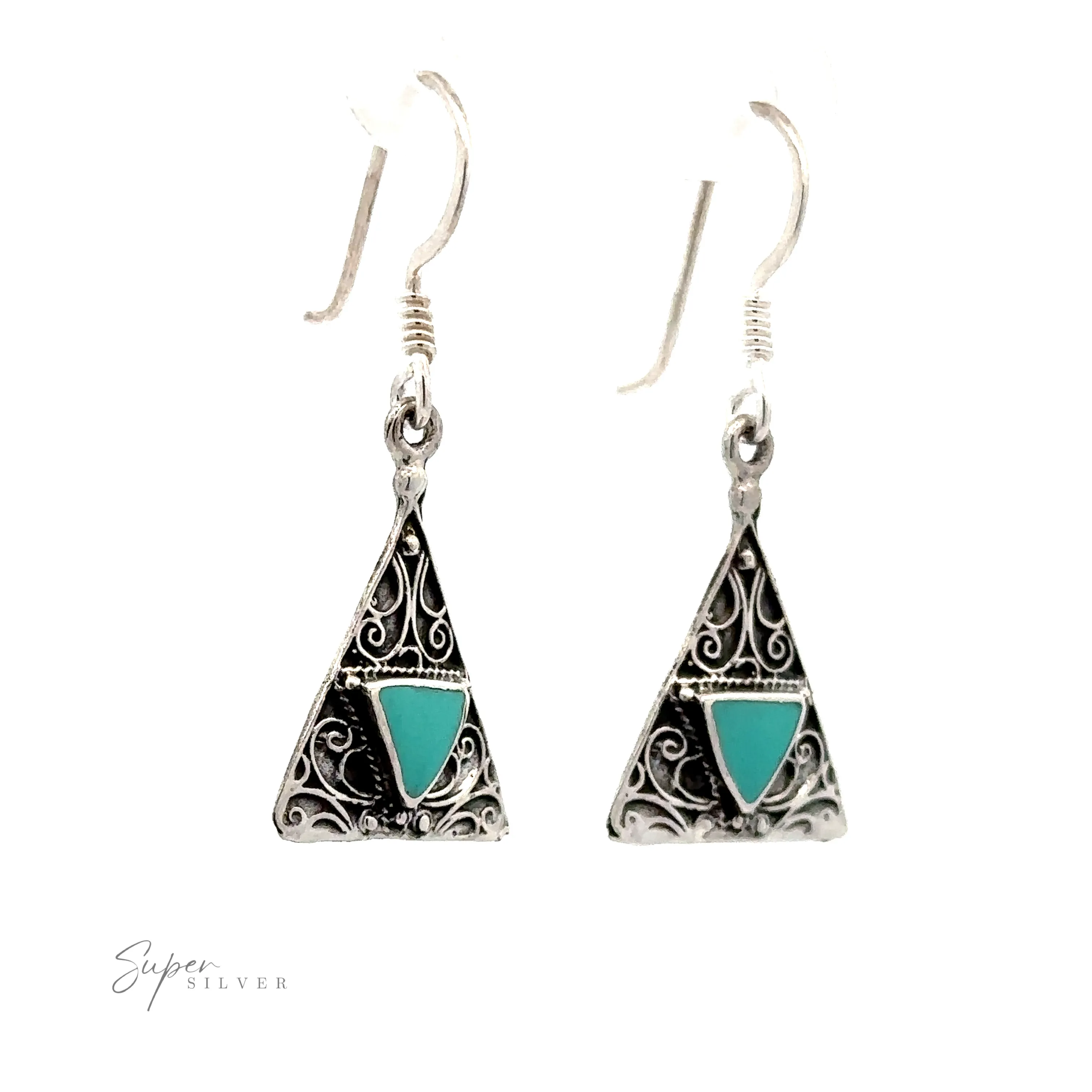 Freestyle Design Triangle Shape Inlaid Earrings