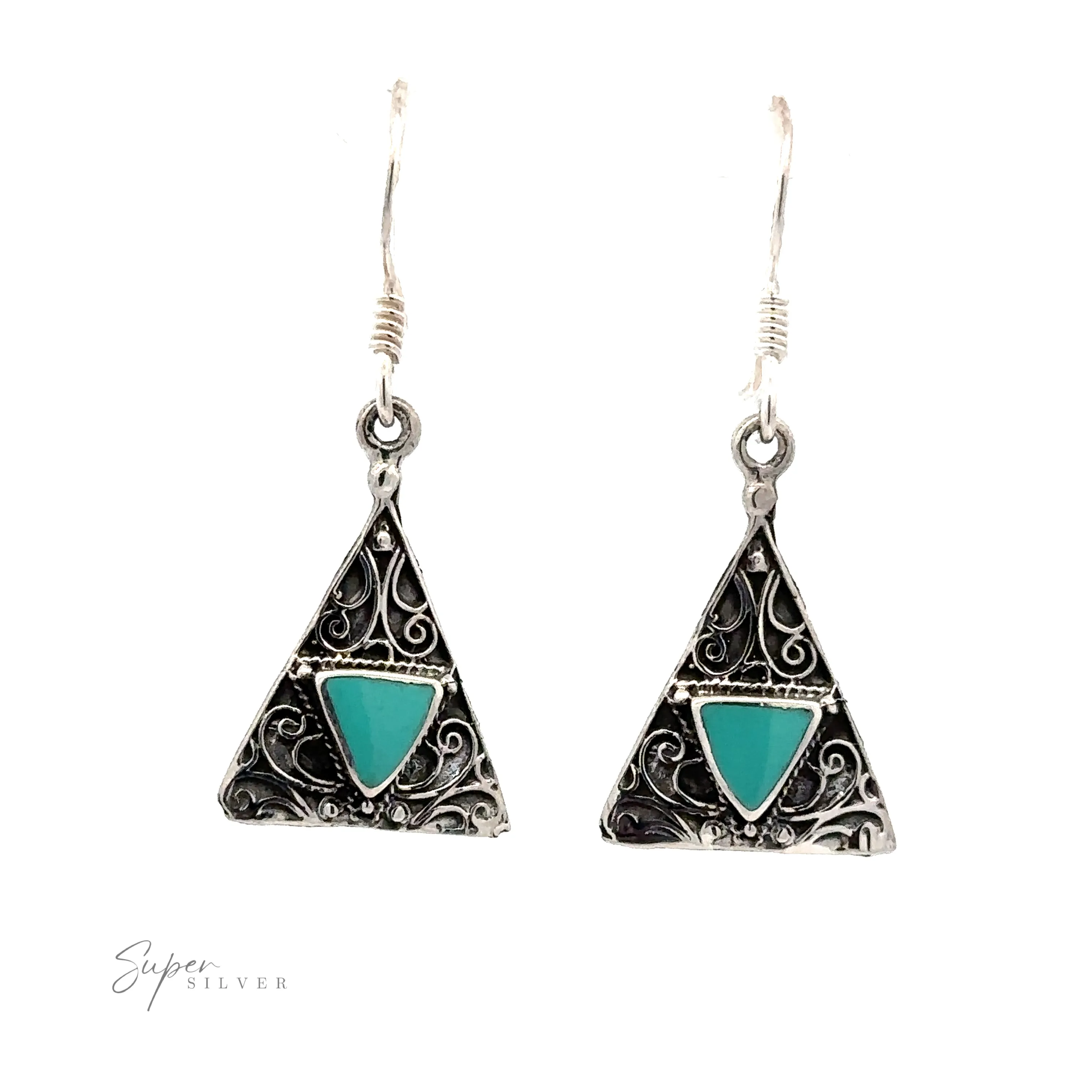 Freestyle Design Triangle Shape Inlaid Earrings