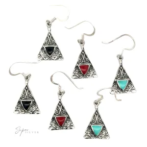 Freestyle Design Triangle Shape Inlaid Earrings