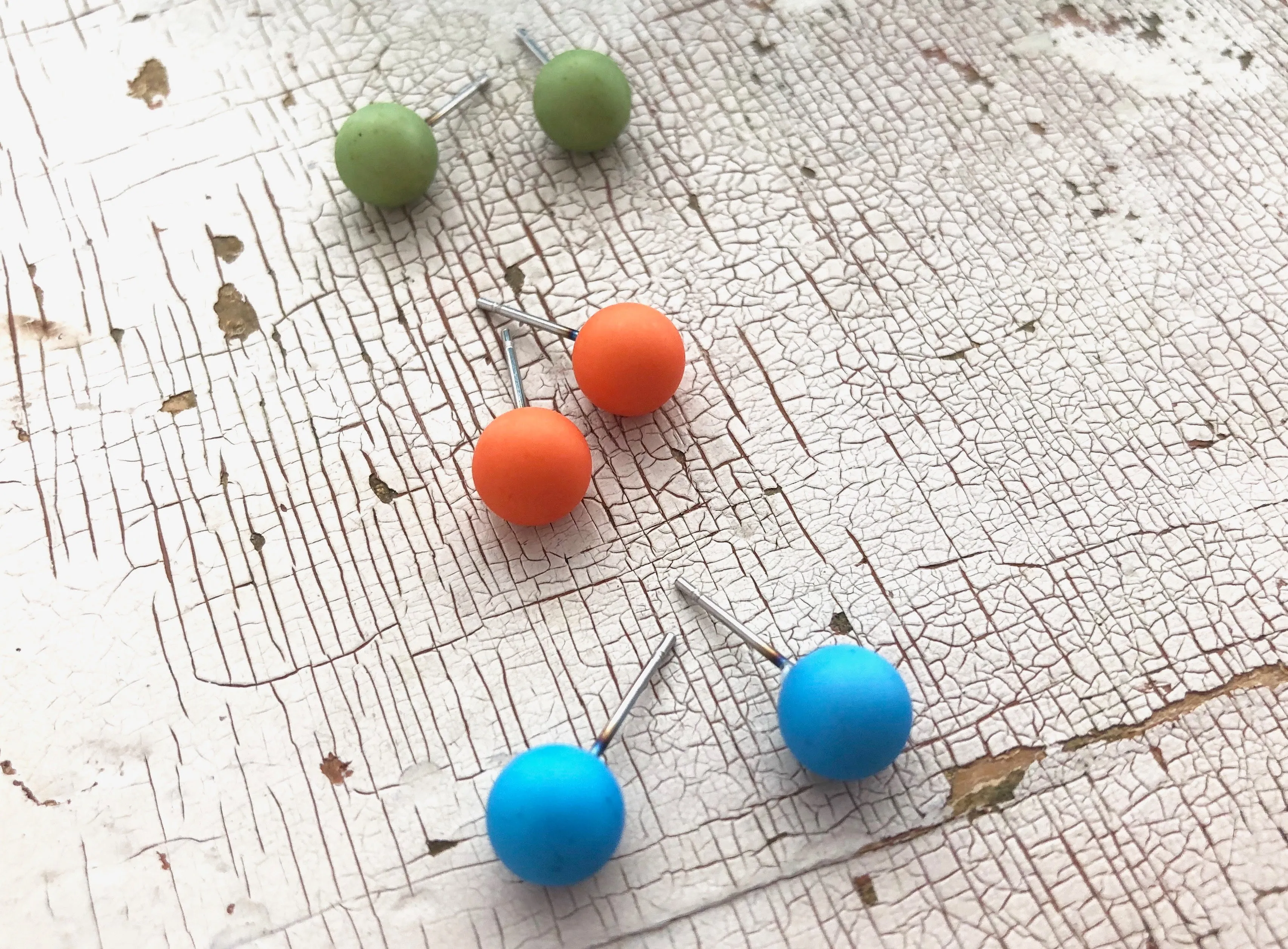 Fruit Colada Stud Earring Set | 8mm Vintage Lucite Triple Studs Set