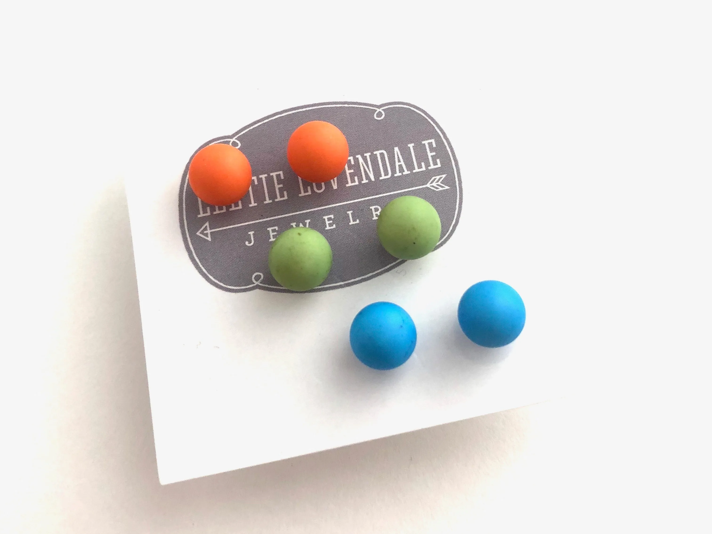 Fruit Colada Stud Earring Set | 8mm Vintage Lucite Triple Studs Set