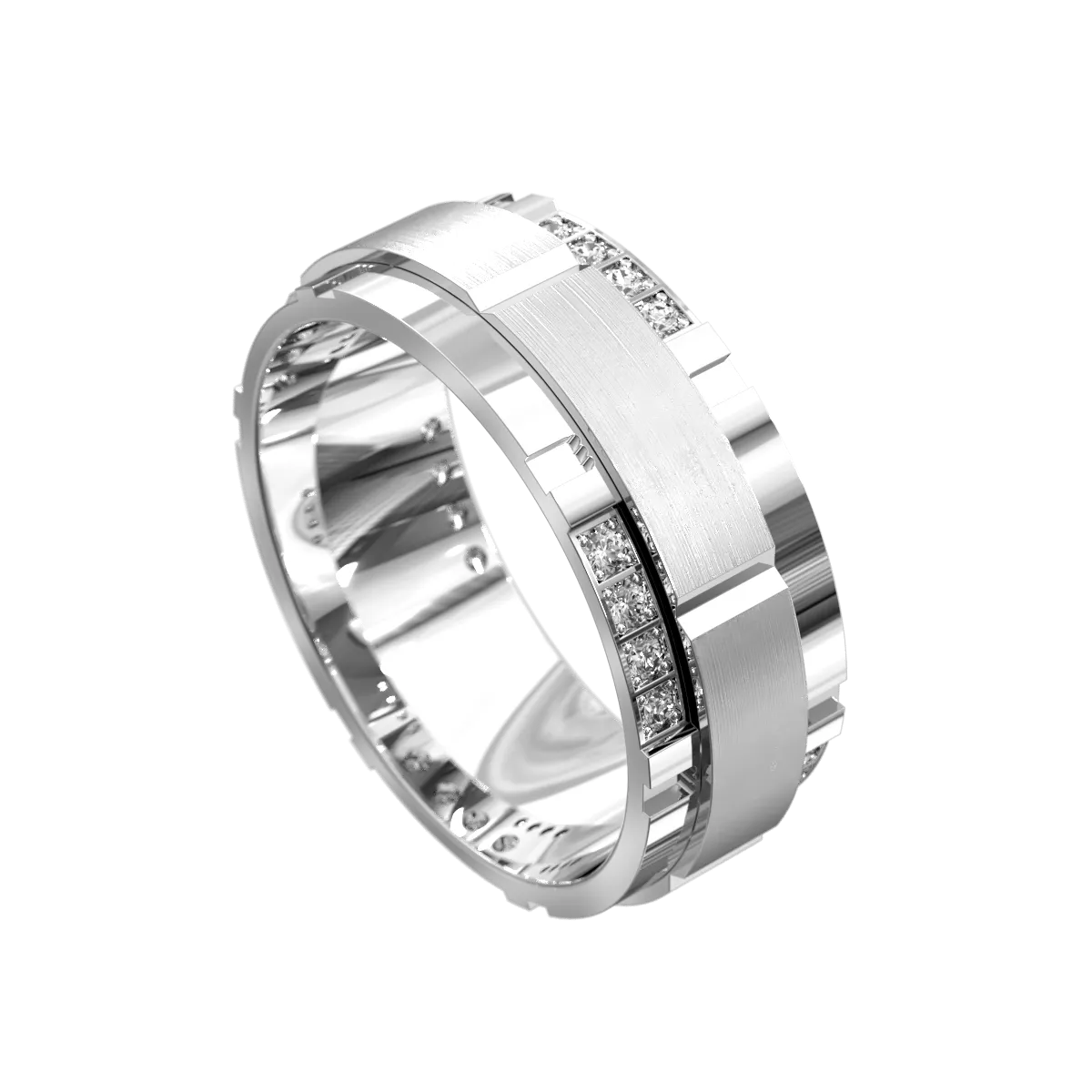 Full Circle Matt & Polished Diamond Ring