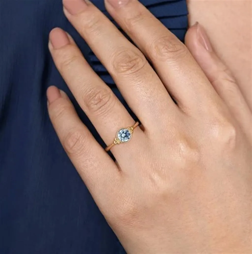 Gabriel & Co 14k Yellow Gold Blue Topaz Bujukan Ring