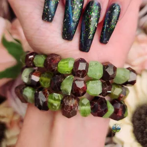 Garnet and Peridot Bracelet for Grounding, Health and Strength