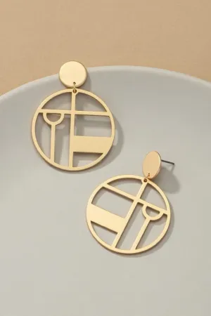 Geo shape metal cut out drop earrings