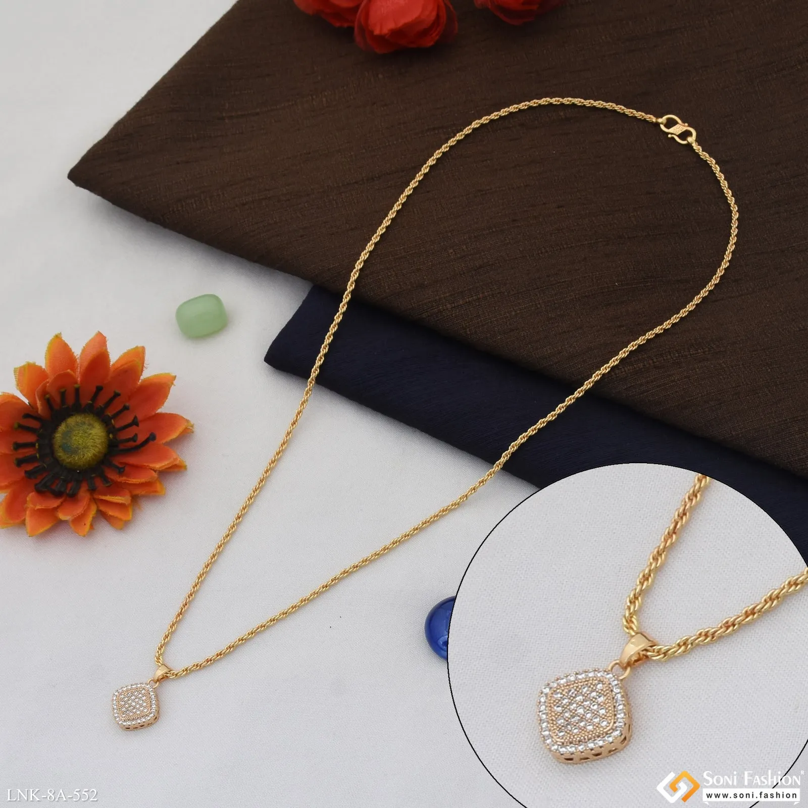 Glittering Design Gold Plated Chain Pendant for Ladies - Style A552