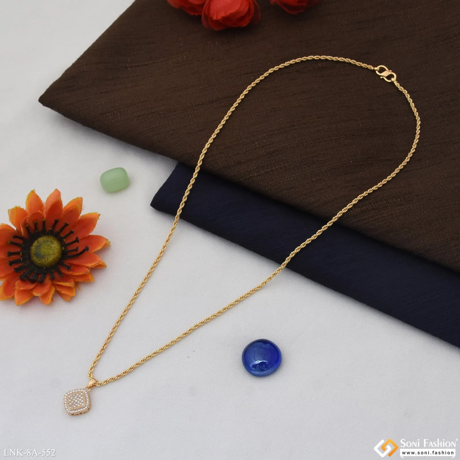 Glittering Design Gold Plated Chain Pendant for Ladies - Style A552
