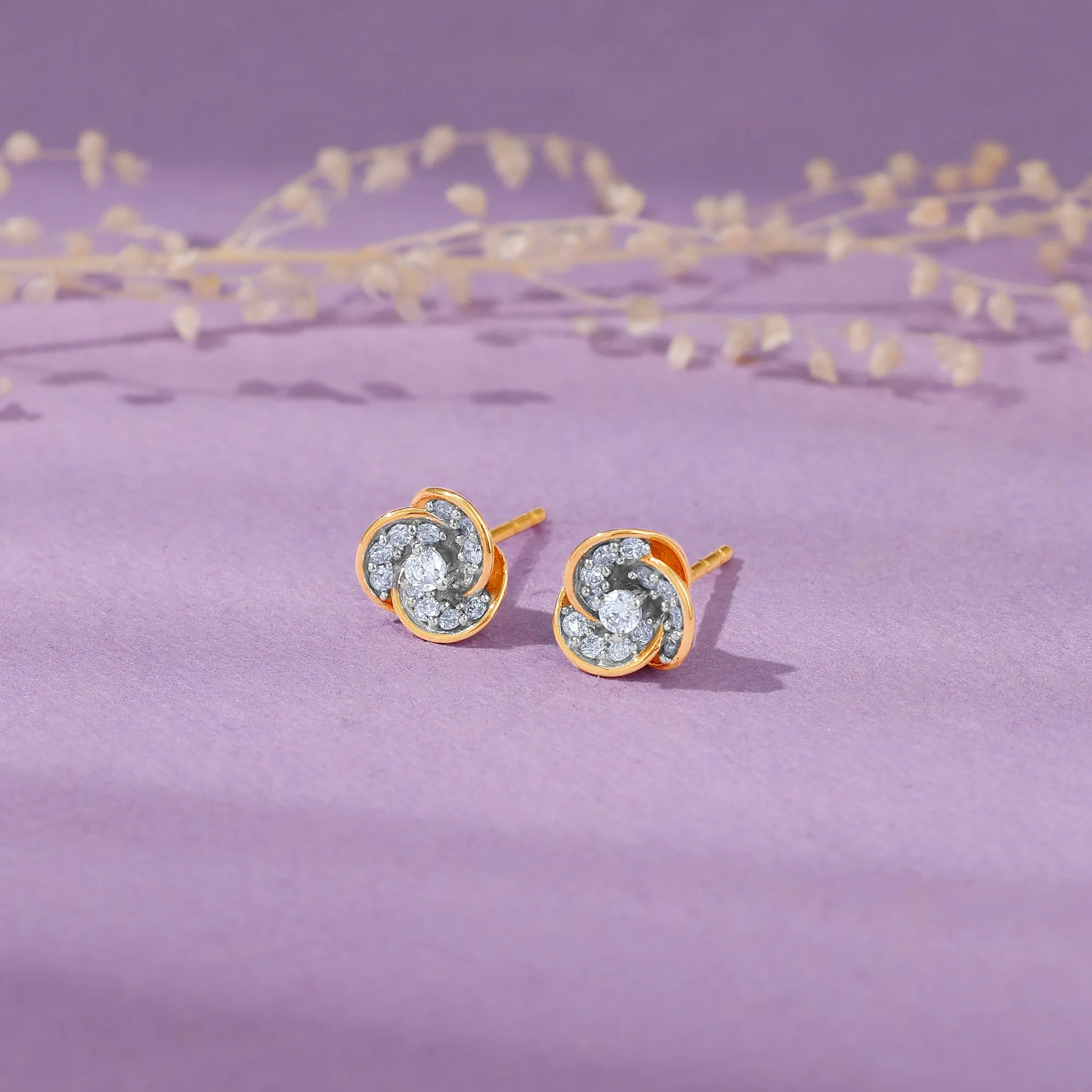 Gold Flora Diamond Earrings