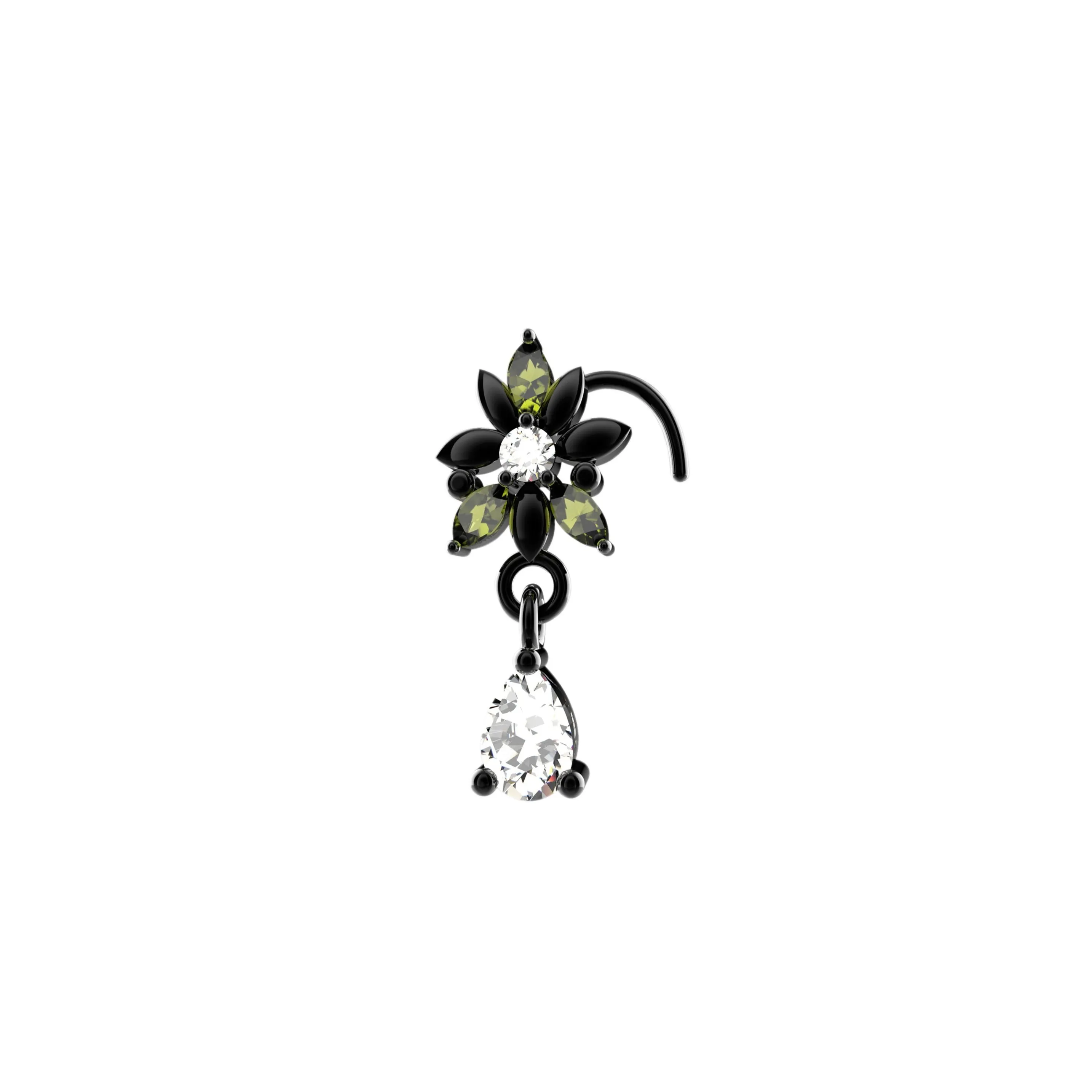 gold nose jewelry – dangle nose stud & clip-on gold nose ring