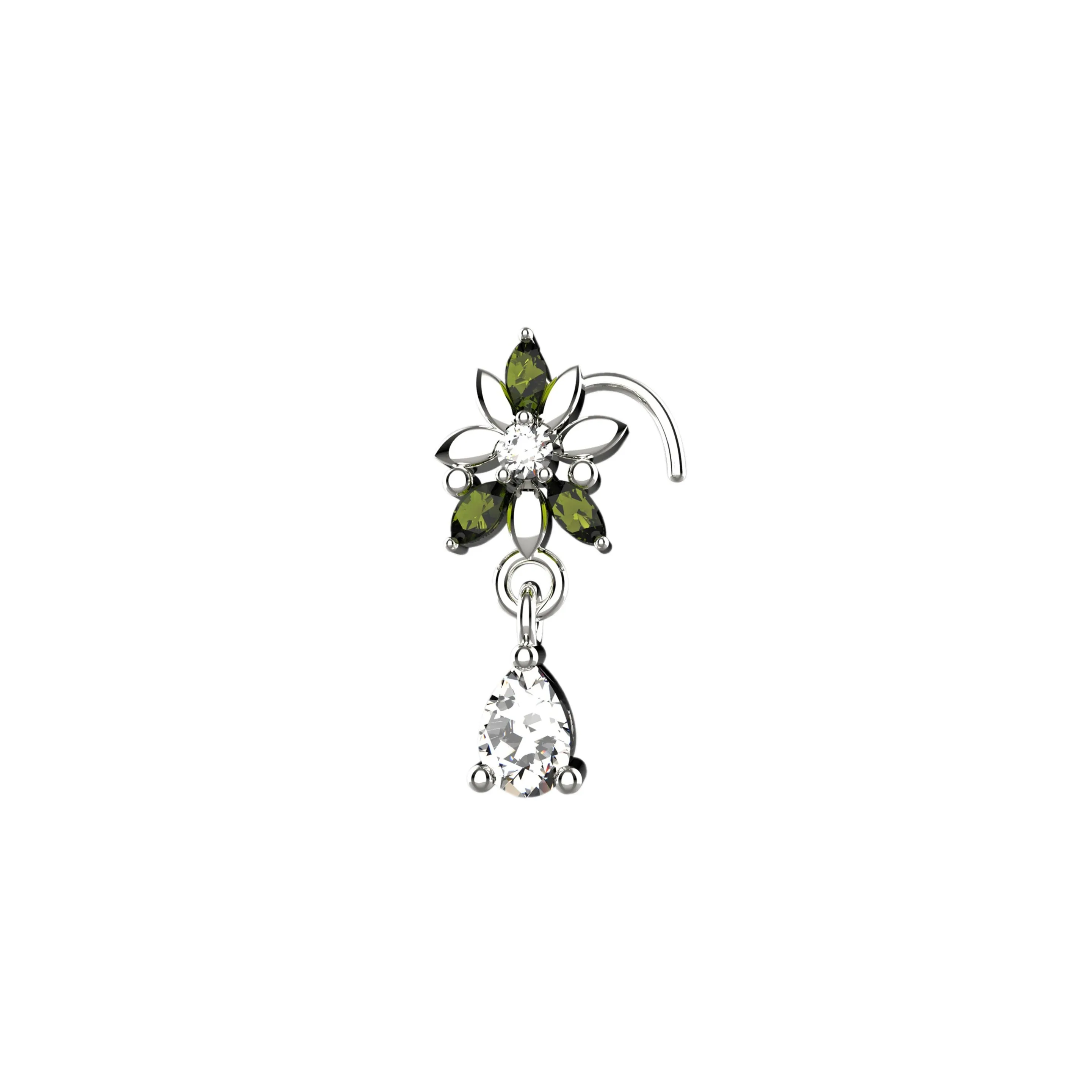 gold nose jewelry – dangle nose stud & clip-on gold nose ring
