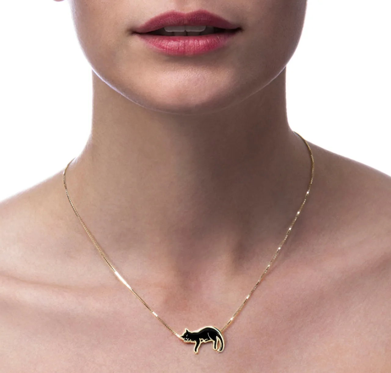 Gold Plated Silver Cat Necklace Pet Lovers Gift