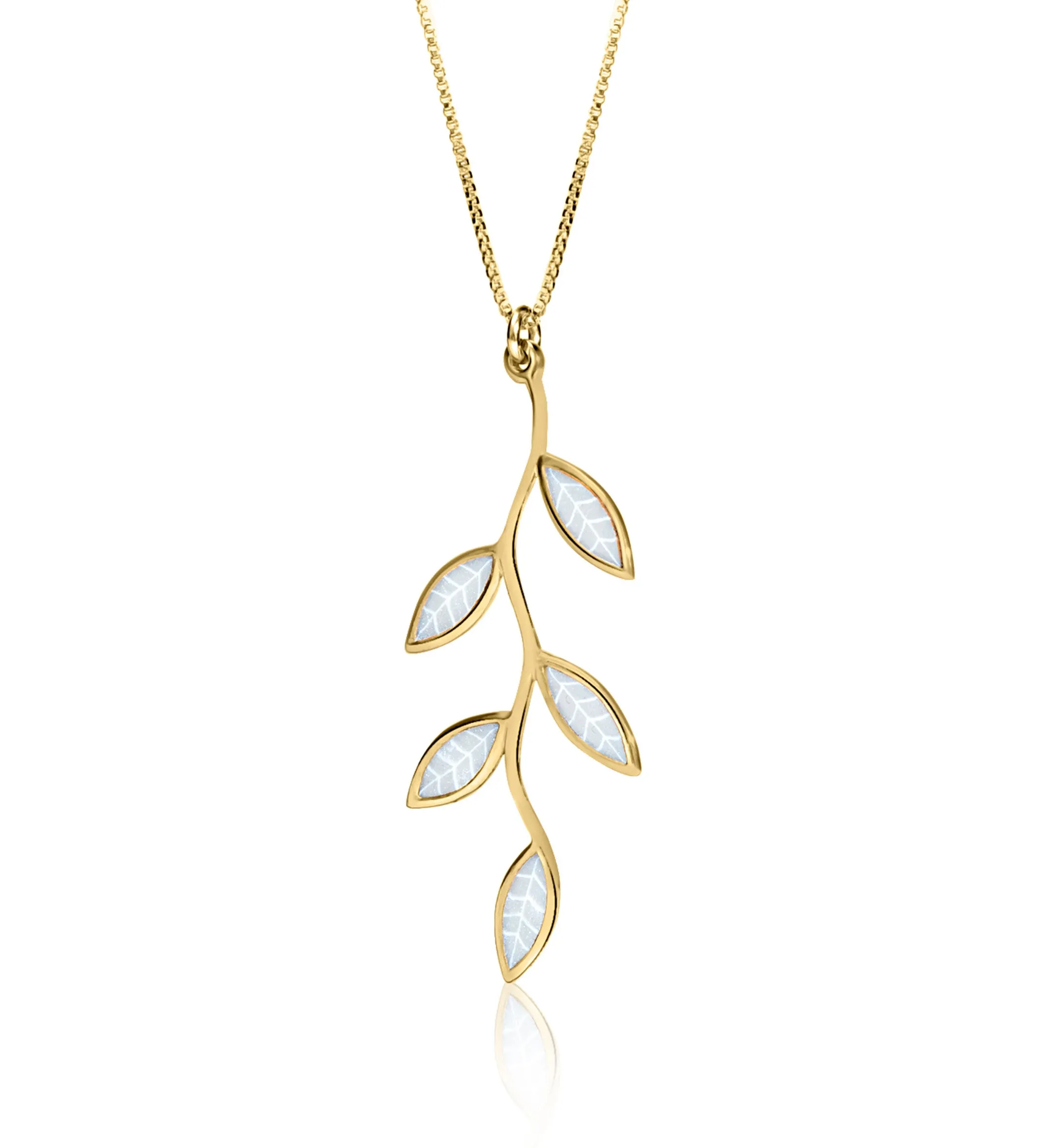 Gold Plated Sterling Silver Olive Leaf Necklace Pendant