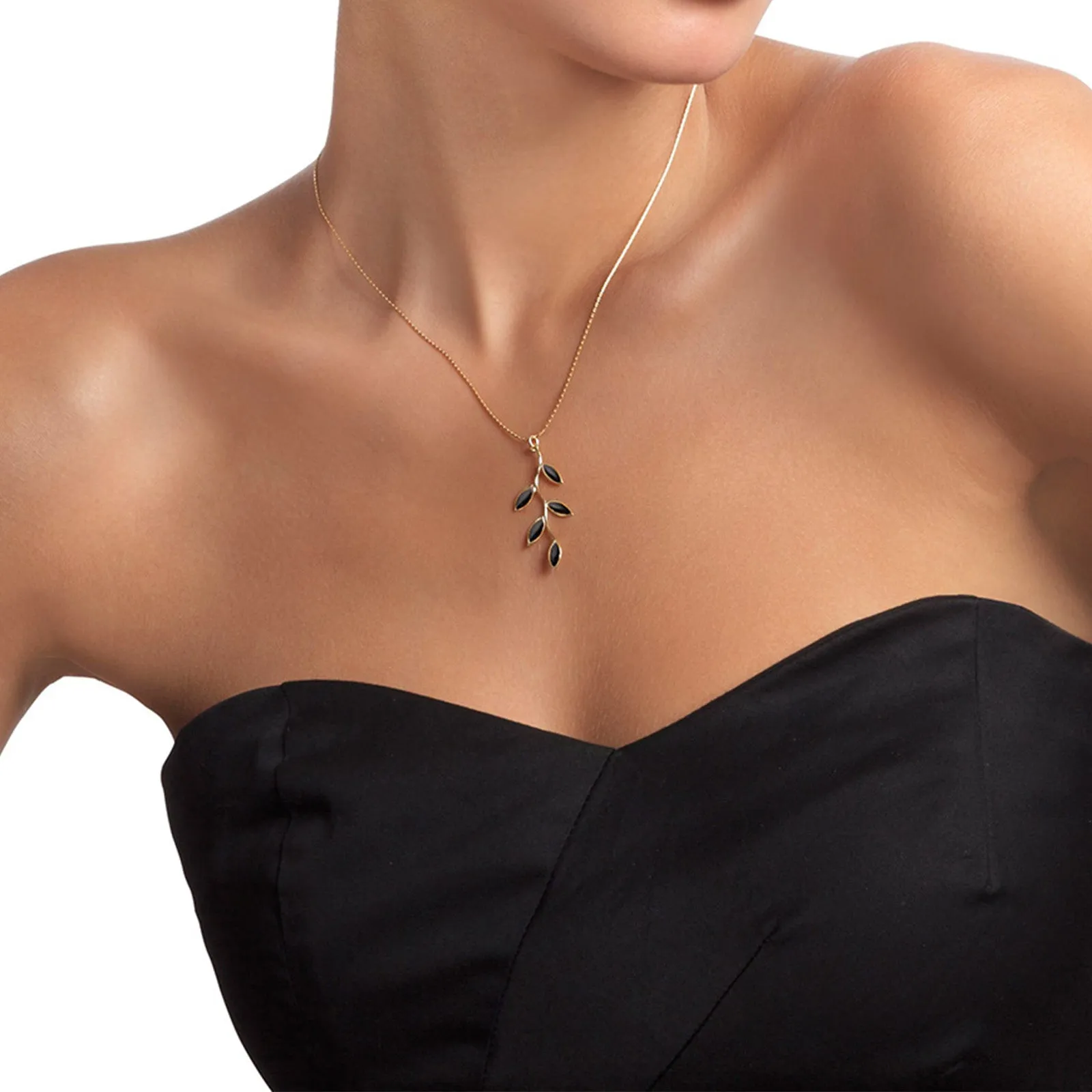 Gold Plated Sterling Silver Olive Leaf Necklace Pendant