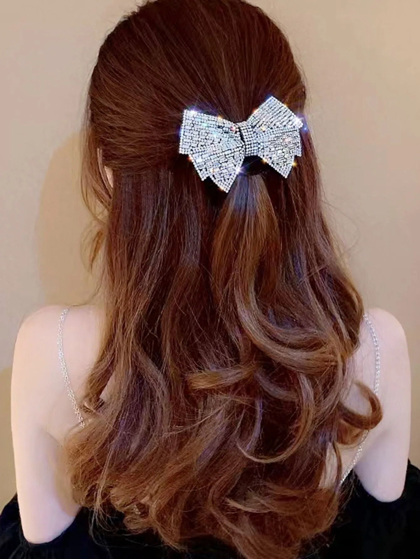 Gorgeous Rhinestone Bow Decor Hair Clip for Women Barrette Styling Hair