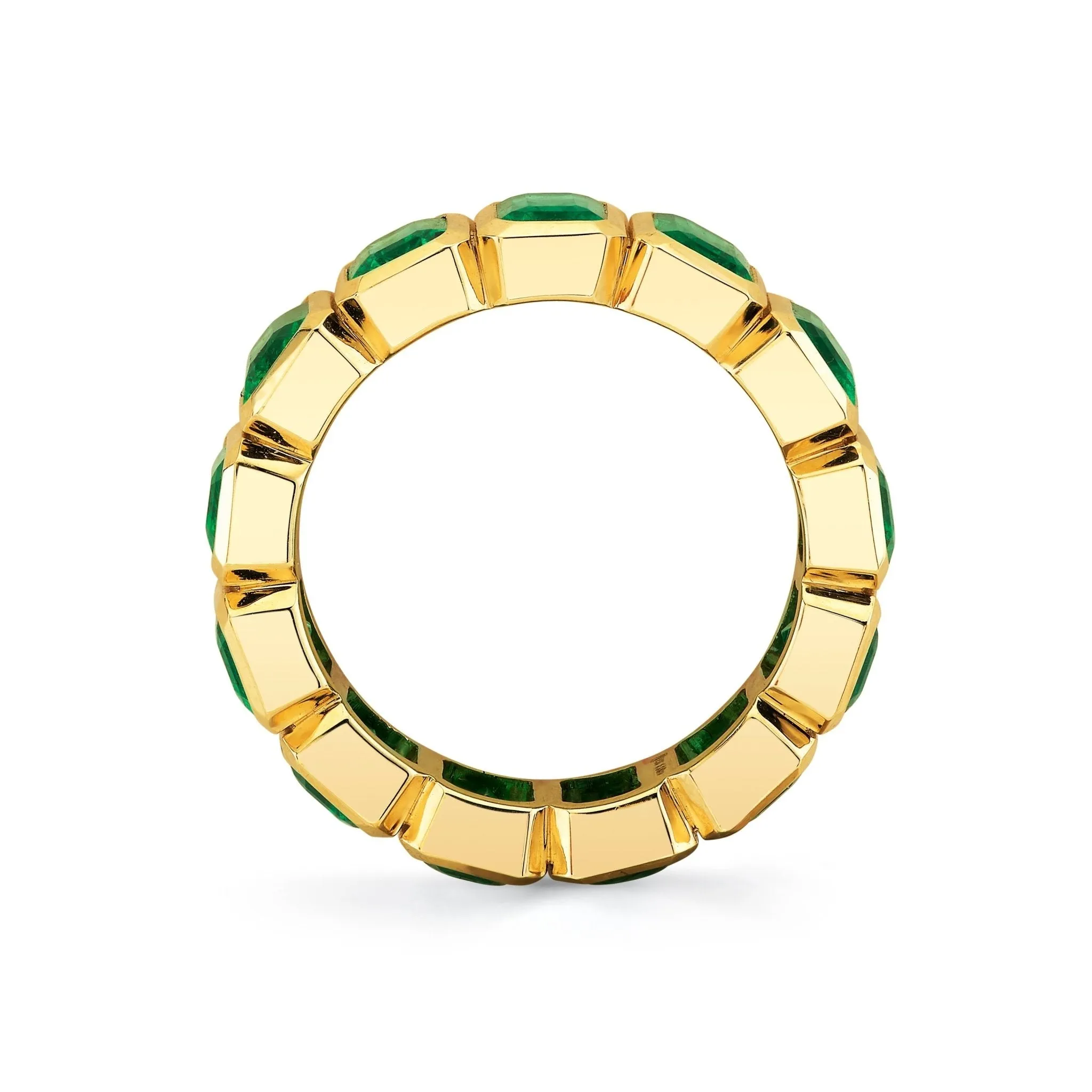 Green Emerald 18k Yellow Gold Eternity Band