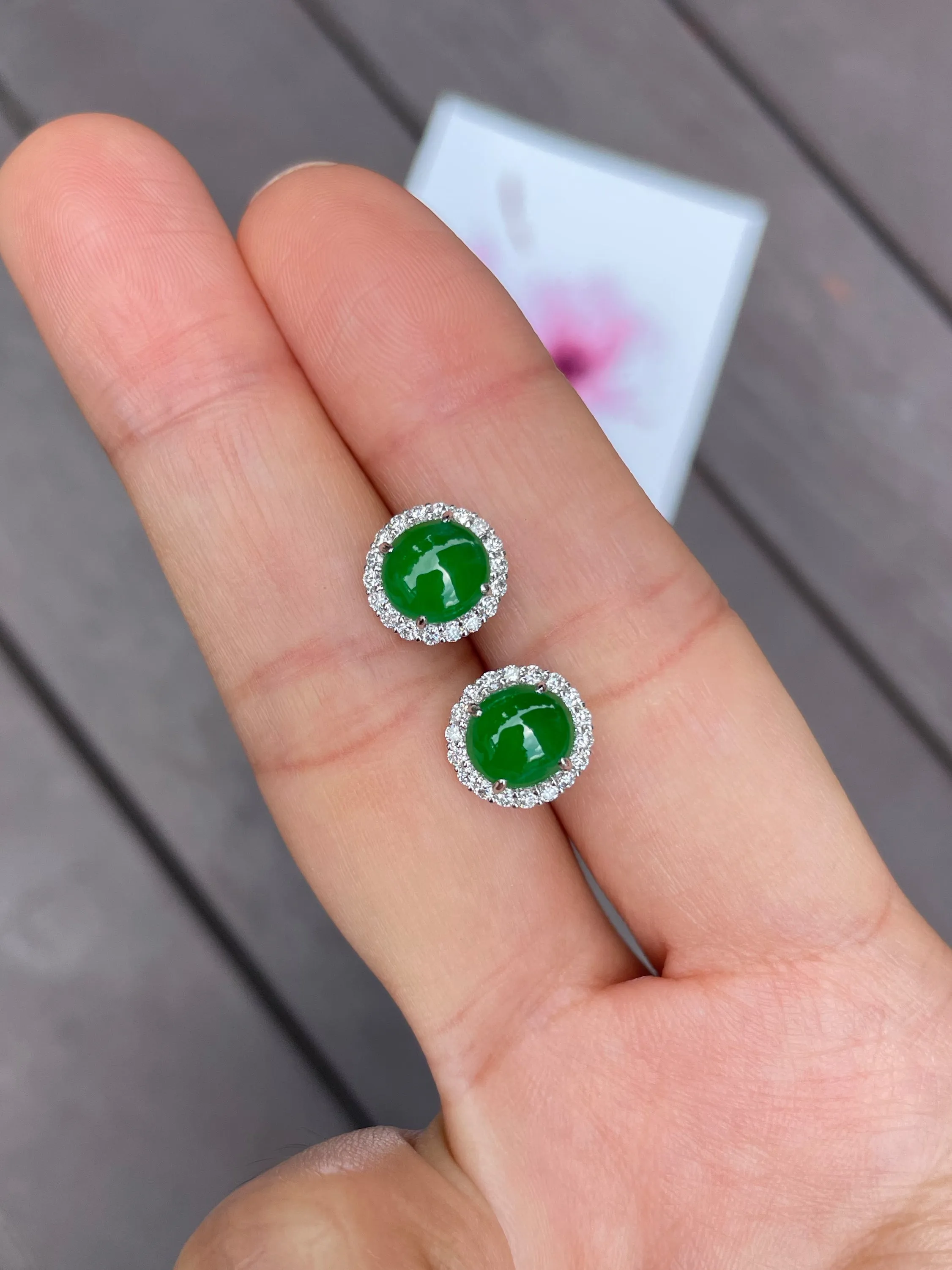 Green Jade Cabochon Earrings (NJE033)
