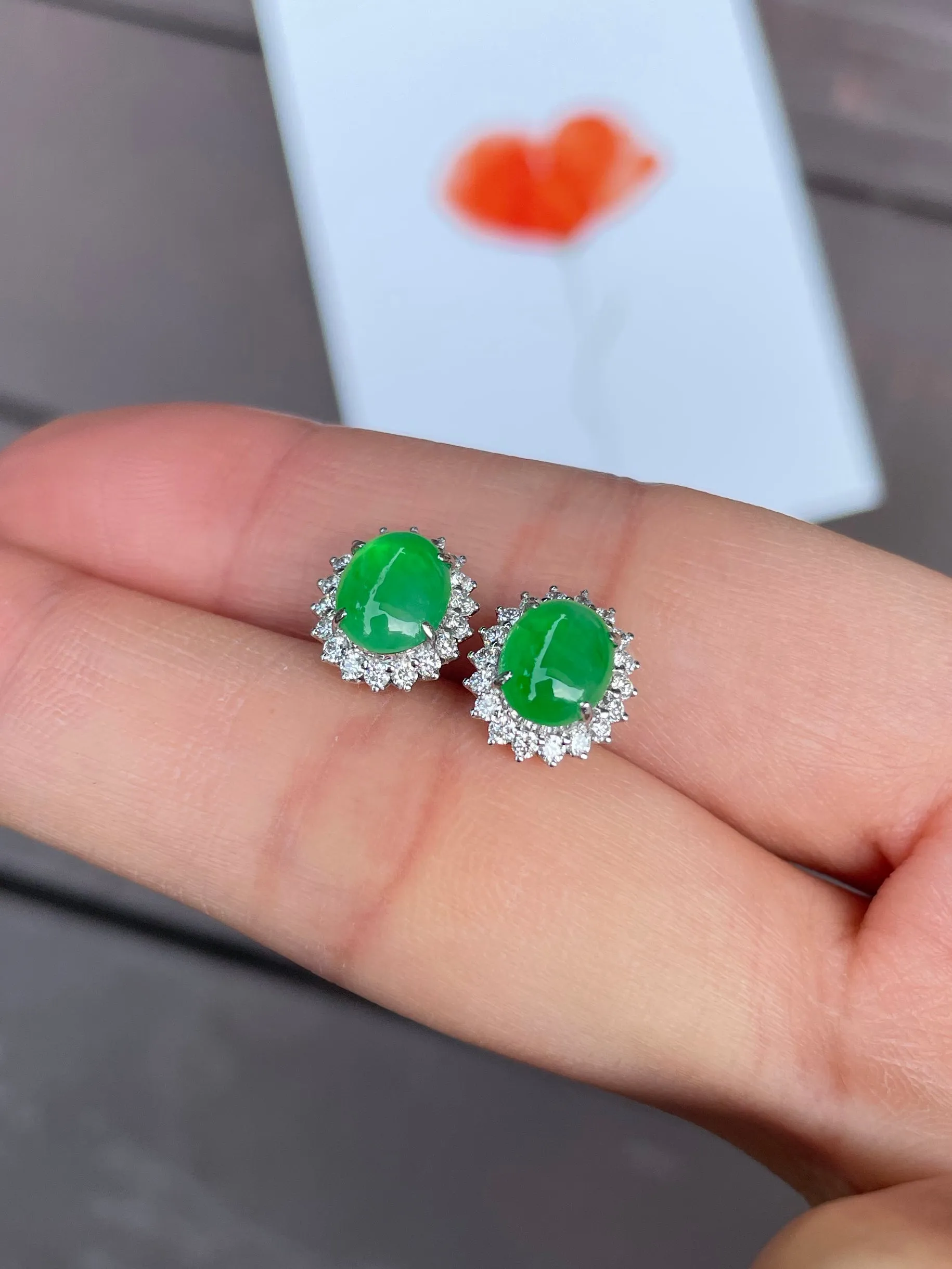 Green Jade Cabochon Earrings (NJE038)