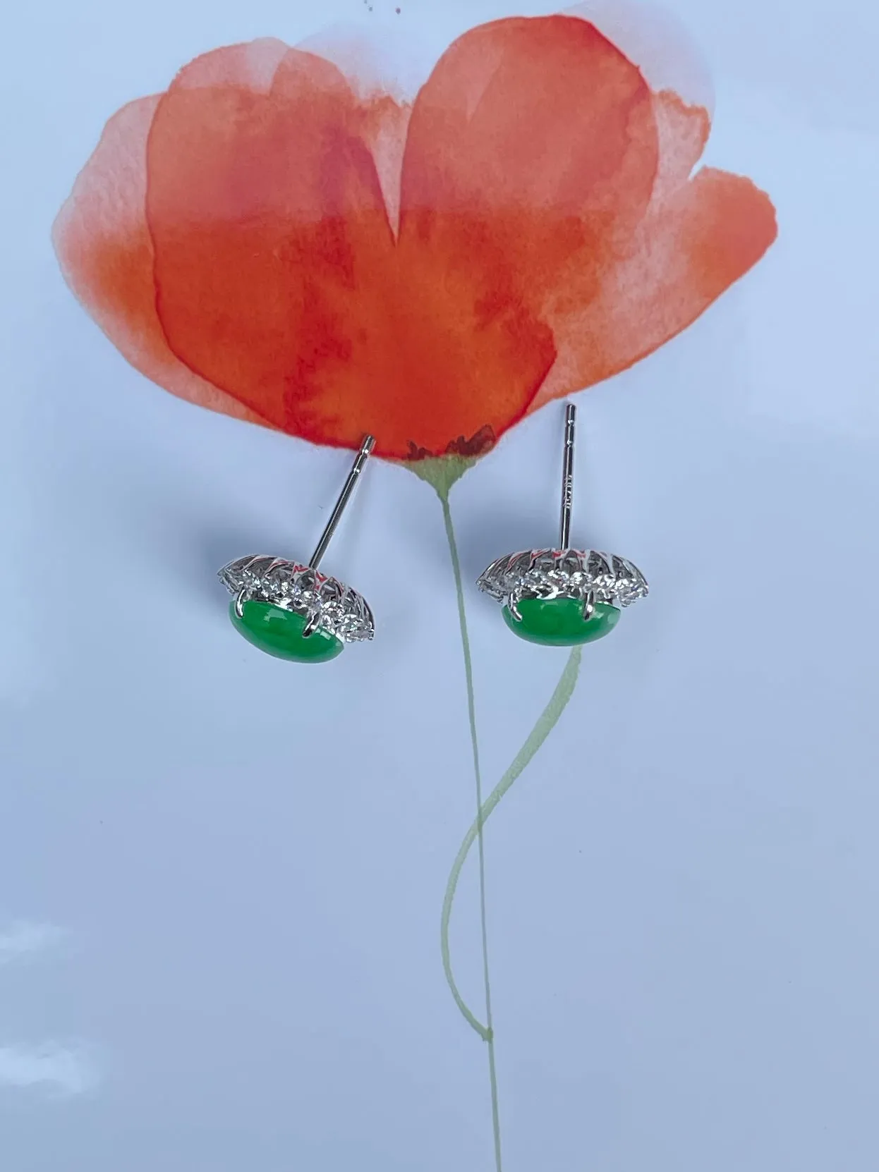 Green Jade Cabochon Earrings (NJE038)