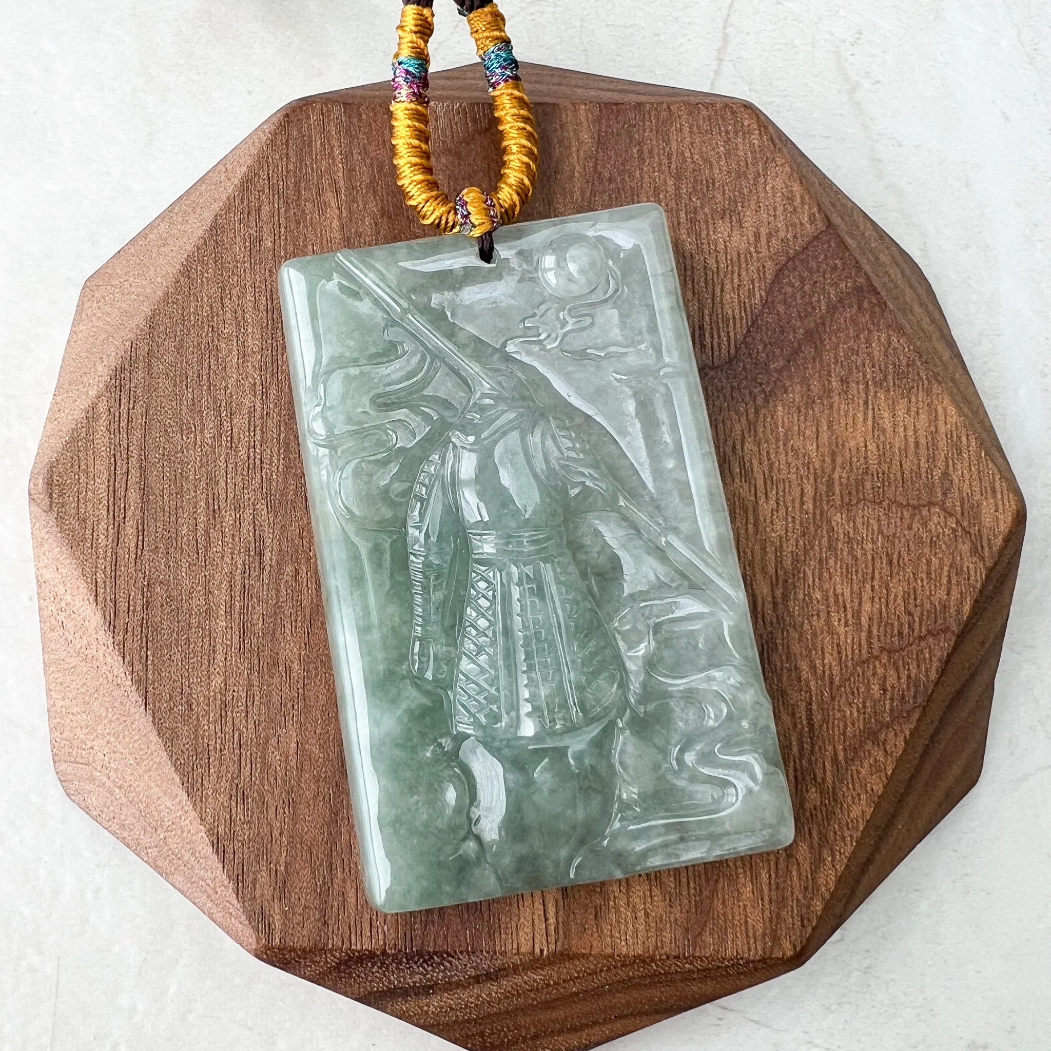 Green Jadeite Jade Monkey King, 孙悟空, Dragon Chinese Zodiac Carved Pendant Necklace, YJ-0722-1675369575