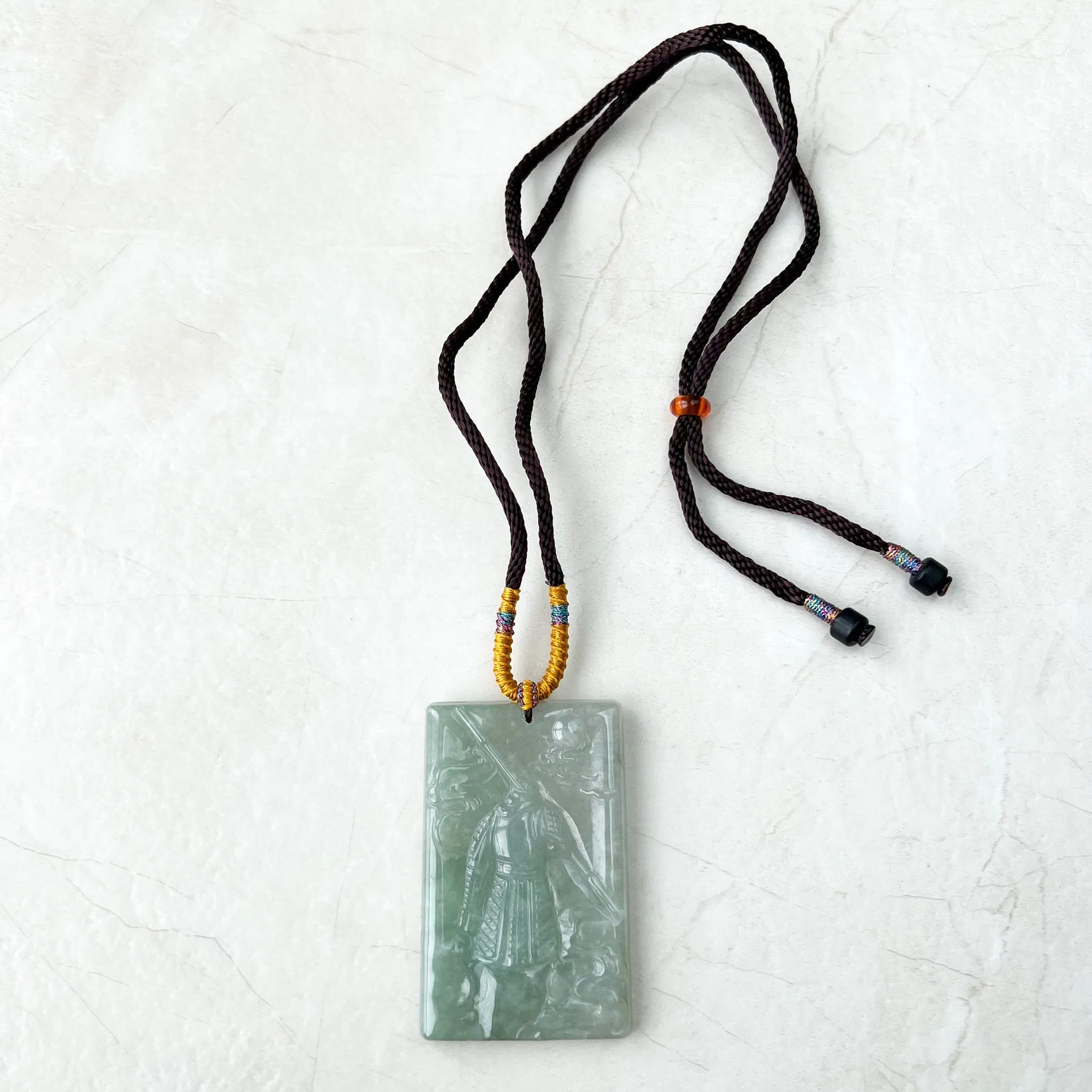 Green Jadeite Jade Monkey King, 孙悟空, Dragon Chinese Zodiac Carved Pendant Necklace, YJ-0722-1675369575