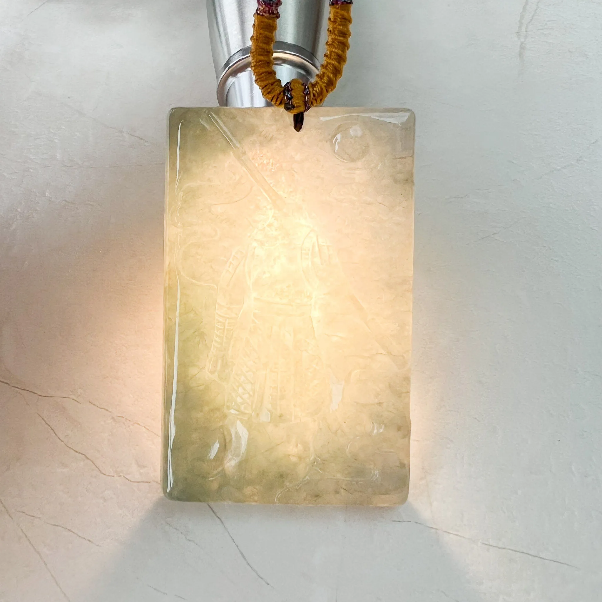 Green Jadeite Jade Monkey King, 孙悟空, Dragon Chinese Zodiac Carved Pendant Necklace, YJ-0722-1675369575
