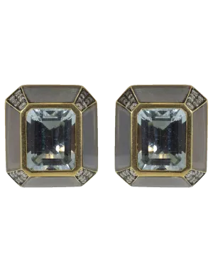 Grey Moonstone and Aquamarine Stud Earrings