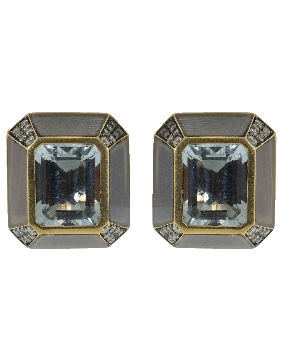 Grey Moonstone and Aquamarine Stud Earrings