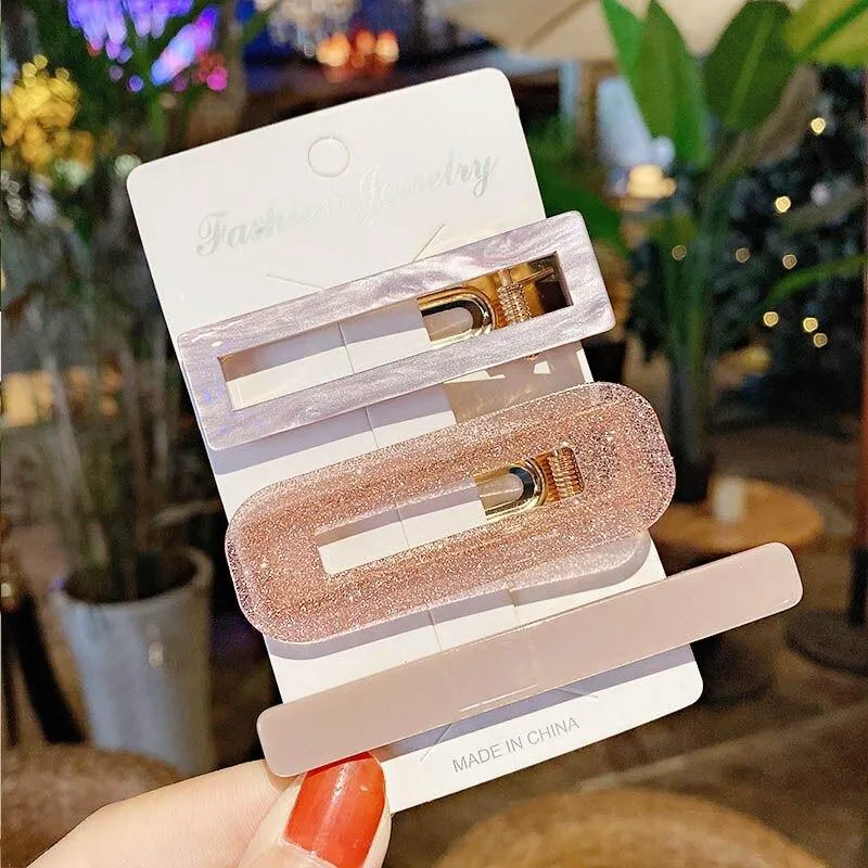 Handmade Acrylic Pearl Barrette Hair Clip Set