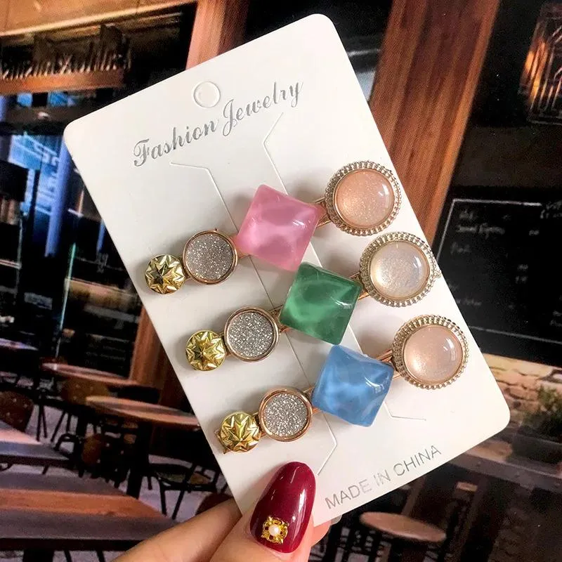 Handmade Acrylic Pearl Barrette Hair Clip Set