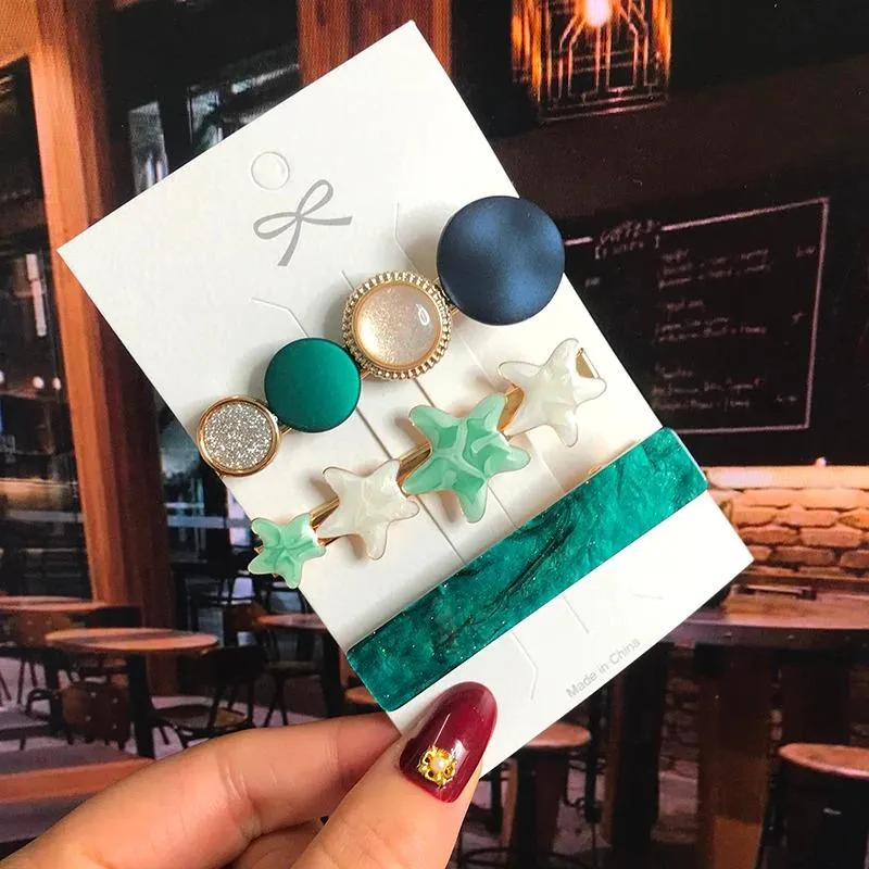 Handmade Acrylic Pearl Barrette Hair Clip Set