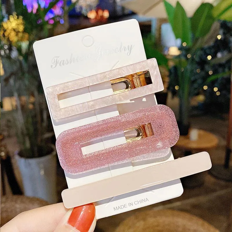 Handmade Acrylic Pearl Barrette Hair Clip Set