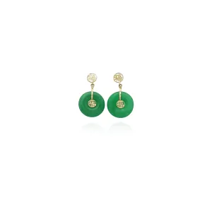 Happiness Jade Disc Drop Earrings (14K)