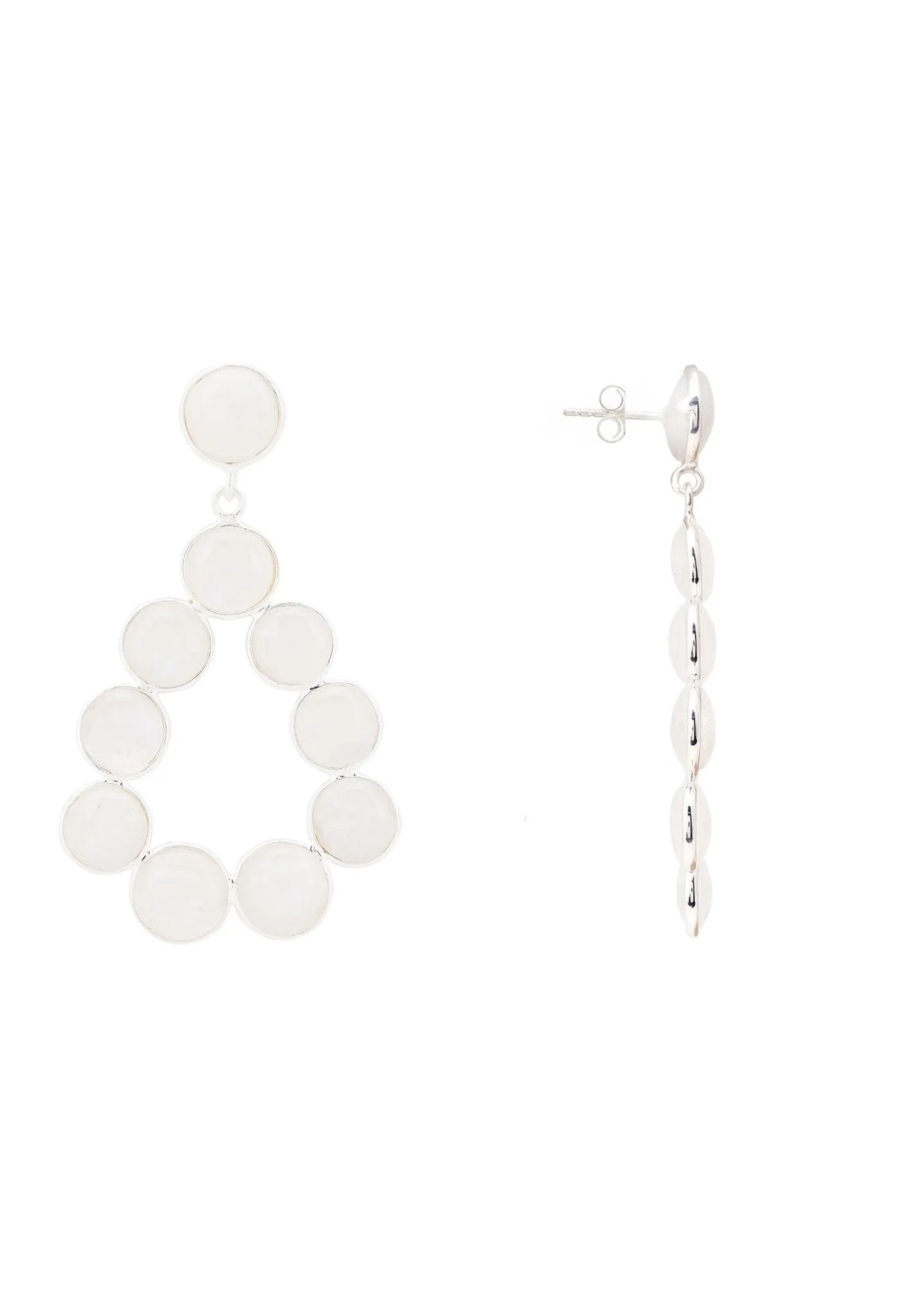 Hatun Gemstone Statement Earrings Silver Moonstone