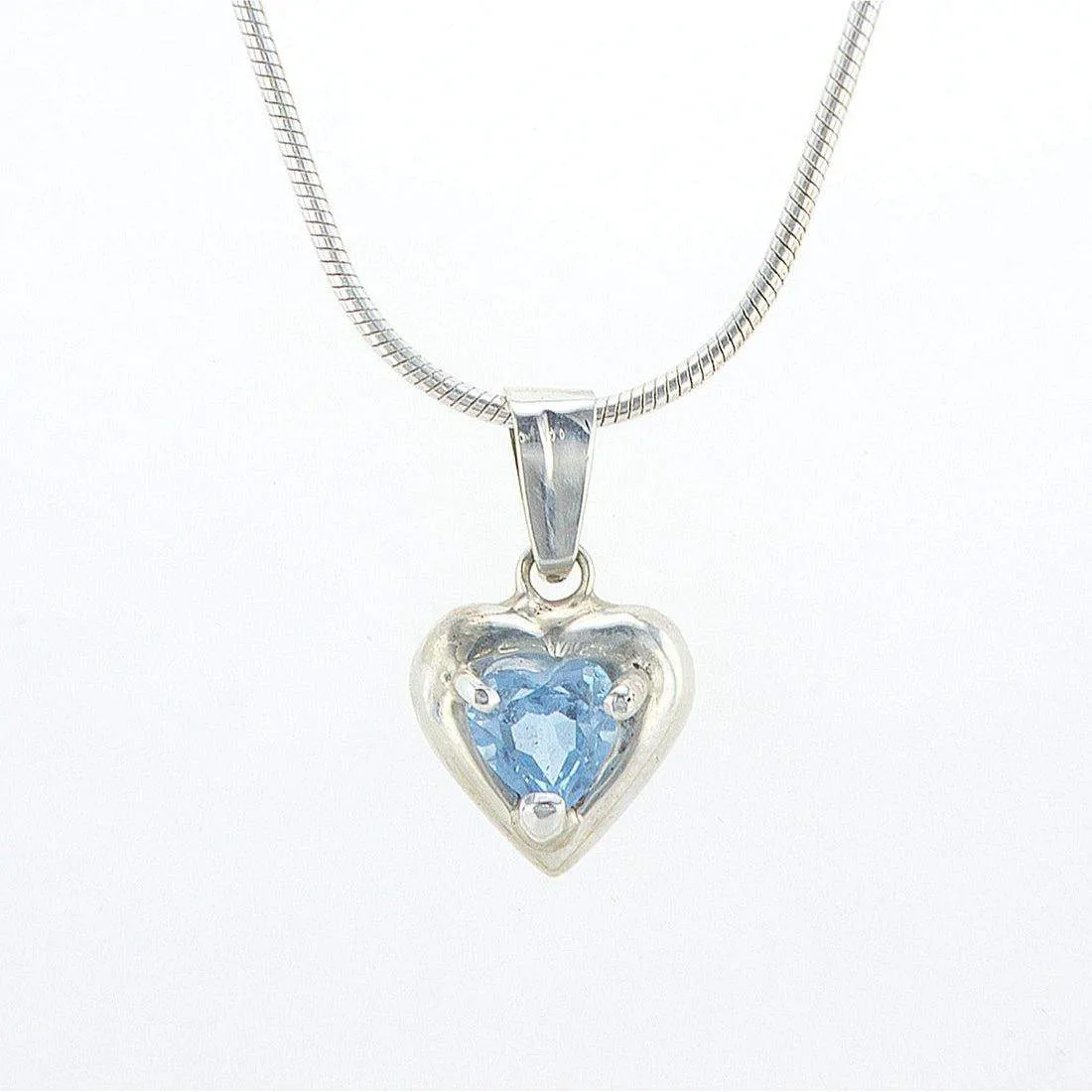 Heart shape silver pendant Blue Topaz