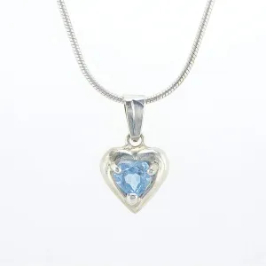 Heart shape silver pendant Blue Topaz