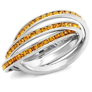High-Polished 925 Sterling Silver Ring with Top Grade Crystal in Topaz for Women Style 35123