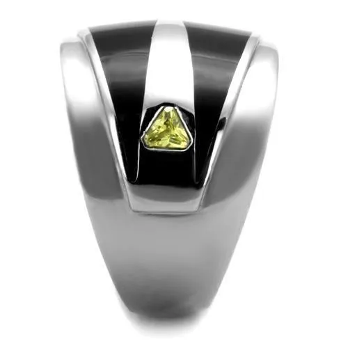 High polished (no plating) Stainless Steel Ring with AAA Grade CZ in Topaz for Women Style TK1815