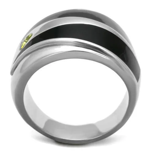 High polished (no plating) Stainless Steel Ring with AAA Grade CZ in Topaz for Women Style TK1815