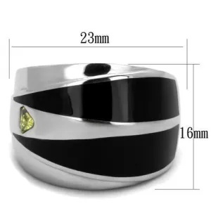 High polished (no plating) Stainless Steel Ring with AAA Grade CZ in Topaz for Women Style TK1815