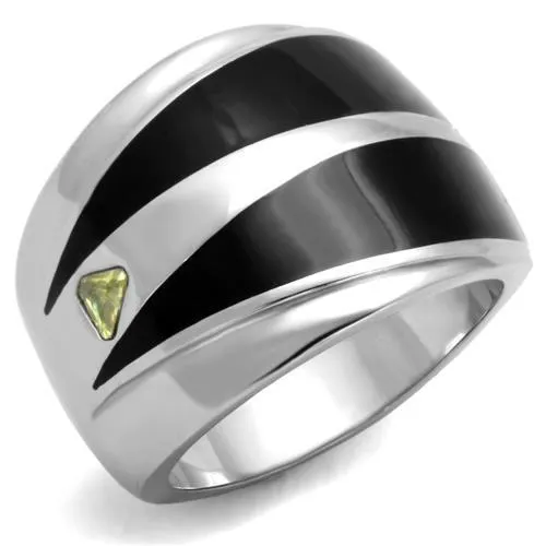 High polished (no plating) Stainless Steel Ring with AAA Grade CZ in Topaz for Women Style TK1815