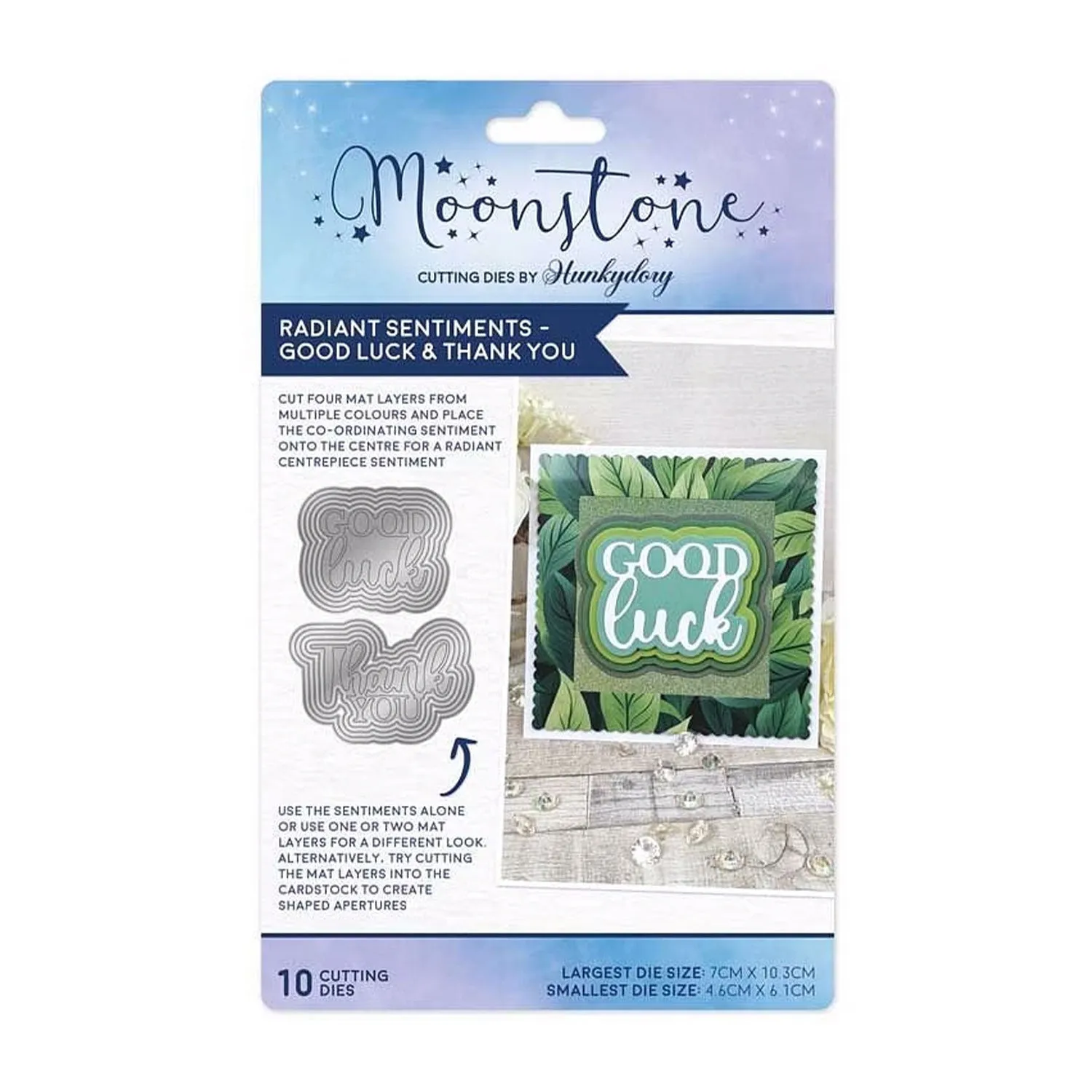 Hunkydory Moonstone Dies - Radiant Sentiments - Good Luck & Thank You