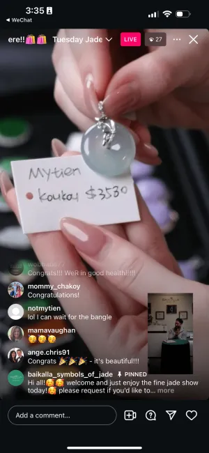 IG Live "18k White Gold Natural Icy Burmese Jadeite Jade Kou Kou Necklace" (Live Pick) (11/19/24)
