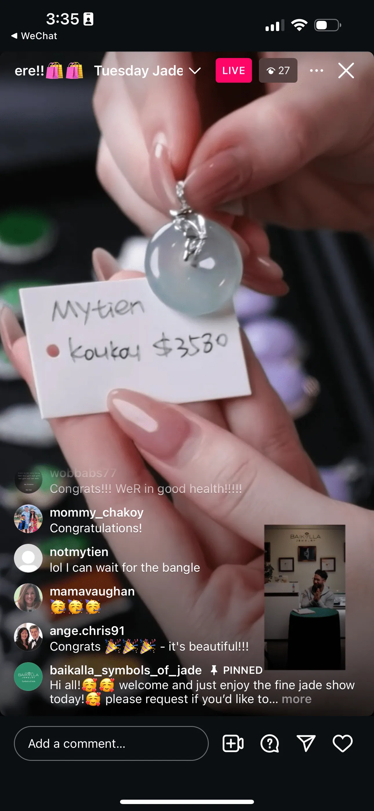 IG Live "18k White Gold Natural Icy Burmese Jadeite Jade Kou Kou Necklace" (Live Pick) (11/19/24)