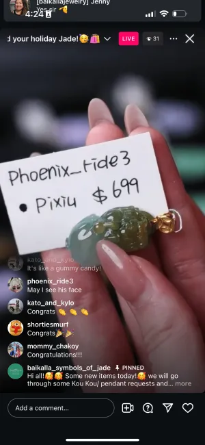 IG Live "Natural Icy Blue Green & Yellow Burmese Jadeite Jade PiXiu Necklace" (Live Pick) (11/14/24)