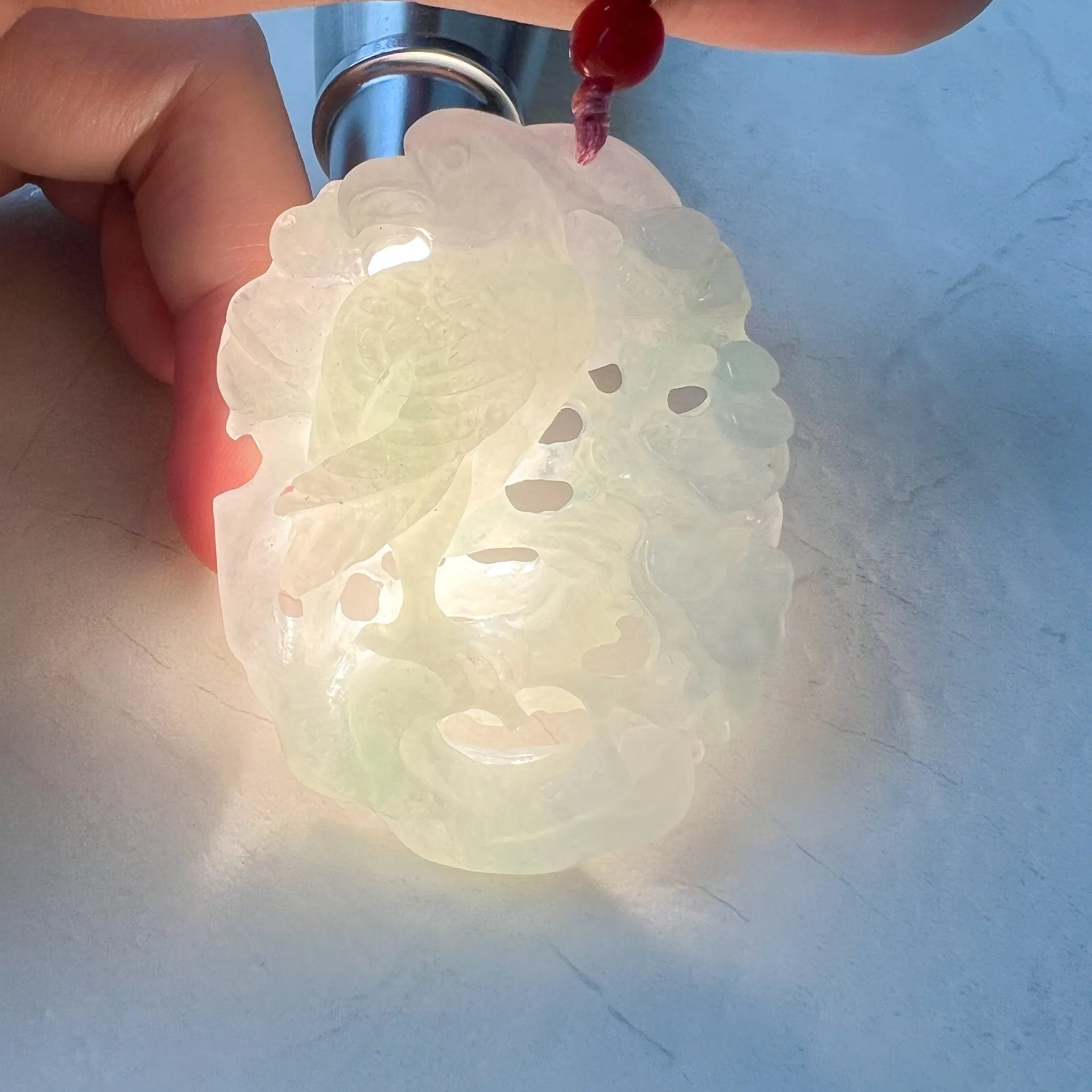 Jadeite Jade Bird Parrot Eagle Necklace Hand Carved Pendant, ZYF-0622-1661358387