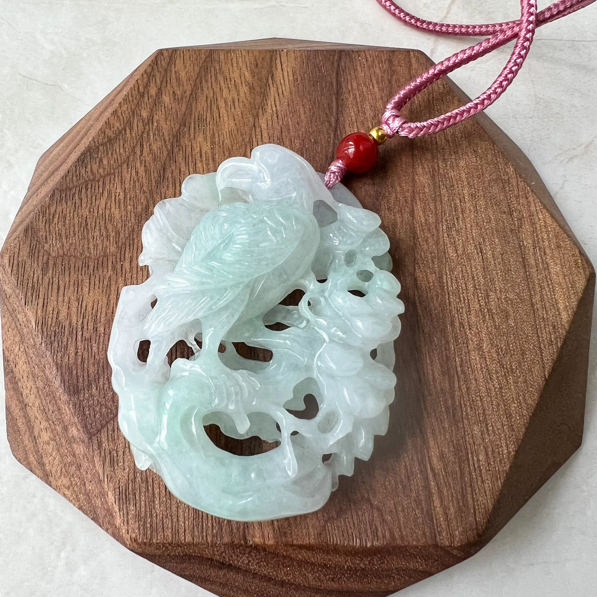 Jadeite Jade Bird Parrot Eagle Necklace Hand Carved Pendant, ZYF-0622-1661358387