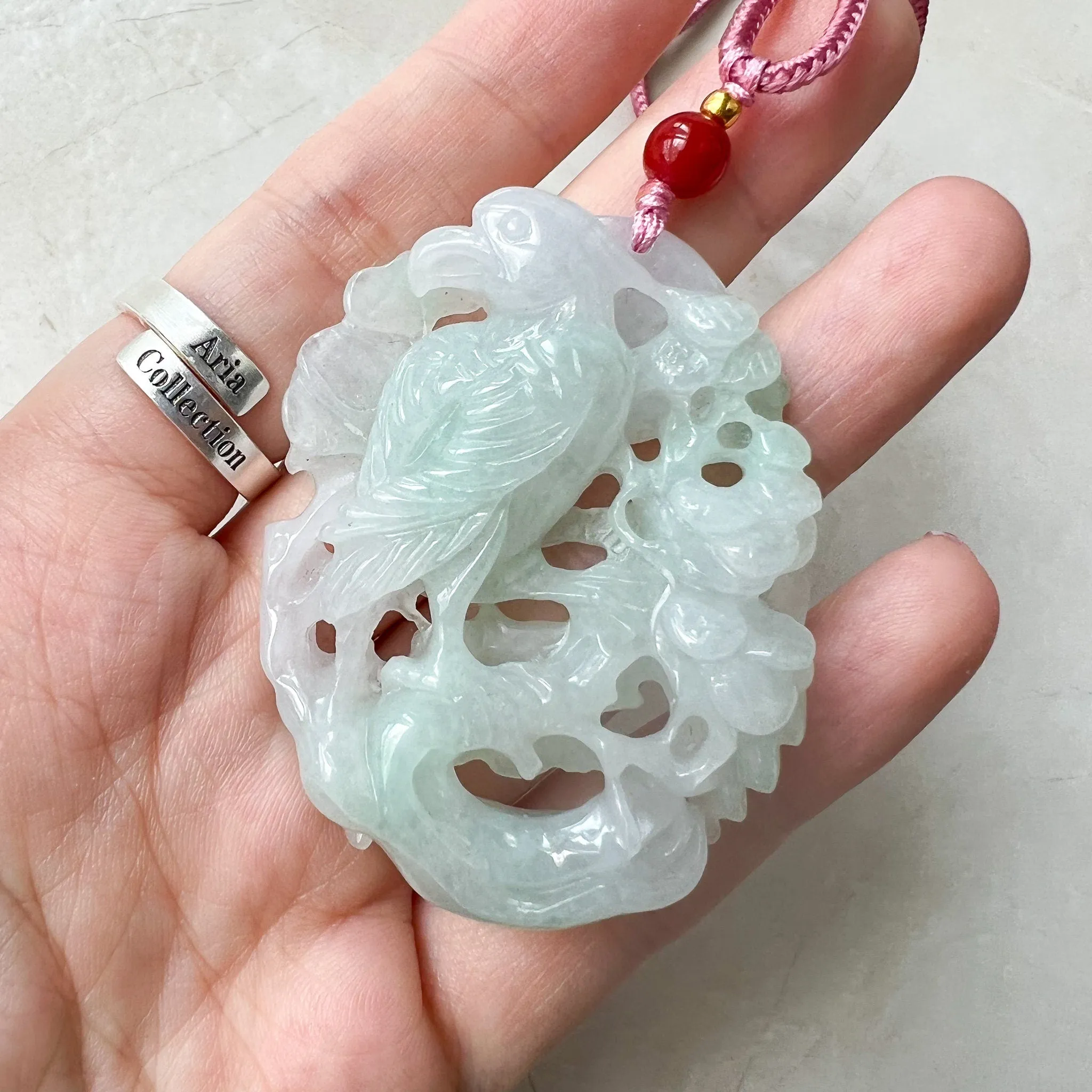 Jadeite Jade Bird Parrot Eagle Necklace Hand Carved Pendant, ZYF-0622-1661358387